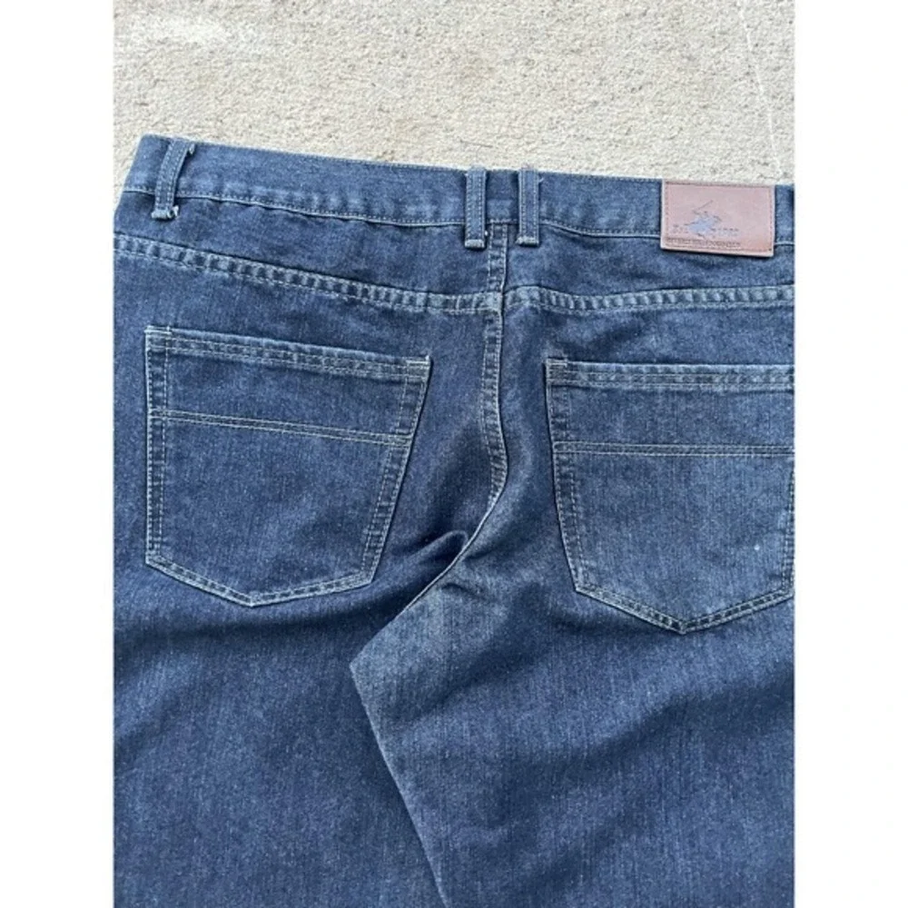 Beverly Hills Polo Club Jeans Mens 38x32 Blue Dark Wash Straight Leg Stretch Y2k